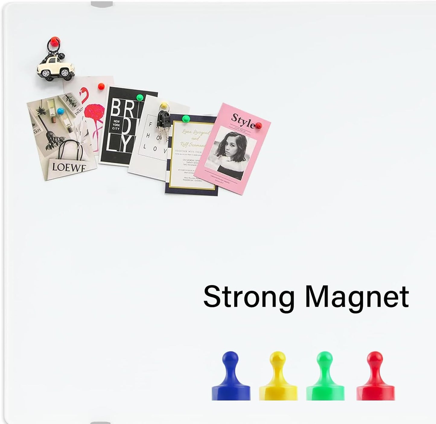 Wall-Mounted Magnetic Tempered Glass White Board Frameless Dry Erase Board Wall Mounted Ideal for Office Classroom School Kitchen and Home，Durable Whiteboard Frameless (48''x36'')