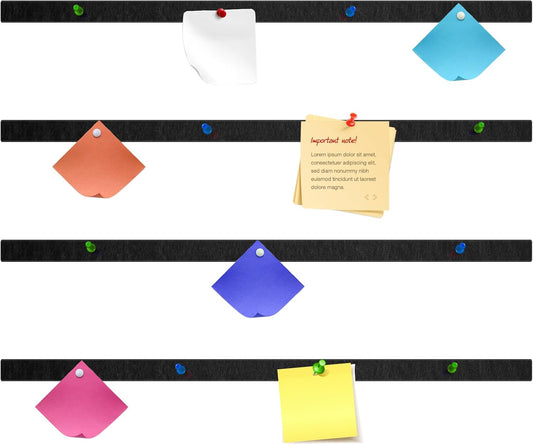 4 Pcs 48" x 1" Foldable Felt Cork Strips Bulletin Bar Strip for Wall Bulletin Board Decoration, Notice Board Self Adhesive Cork Wall Decoration, Paste Note, Photo, Schedules, Office Home Decor