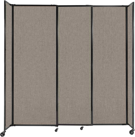 Versare Straightwall Sliding Portable Wall Partition | Freestanding Office Dividers | Locking Wheels | Temporary Room Separator | 7'2" Wide x 7'6" Tall Warm Pebble Fabric Panels