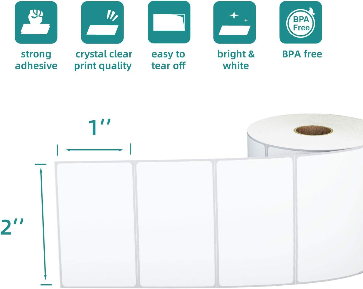 3-Proof 2"x1" Direct Thermal Barcode Labels Rolls for Zebra LP2824 ZD411 ZD410 ZD421 ZD420 GK420D, 12 Rolls 15600 Pcs Waterproof Return Address Label Used with Rollo MUNBYN Desktop Printer