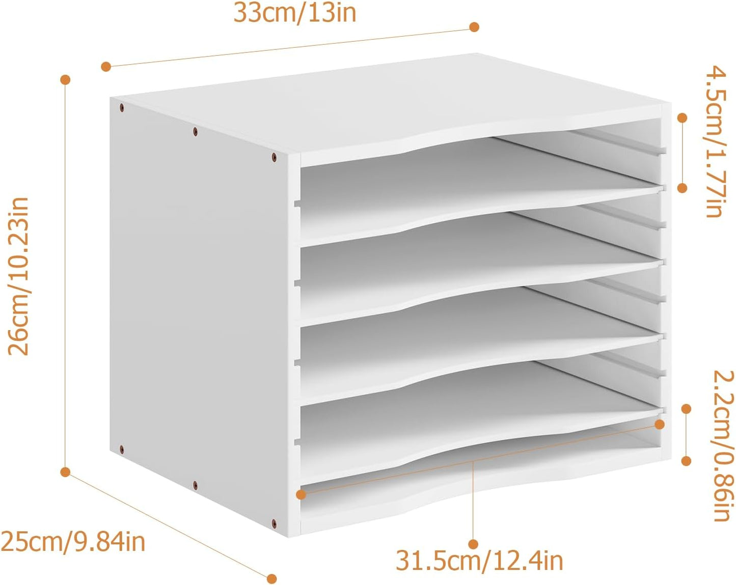 Bamjoy Bamboo 5 Tier Desktop Organizer, Paper Organizer Mail Sorter, File Holder Letter Document Storage with Adjustable Shelves for School Home Office, White