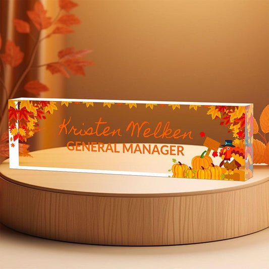 Personalized Name Plate for Desk | Desk Accessories | Custom Decorations for Women | Office Decor for Men | Gifts of Autumn for Farmer, Agricultural Scientists (Thanksgiving Day)