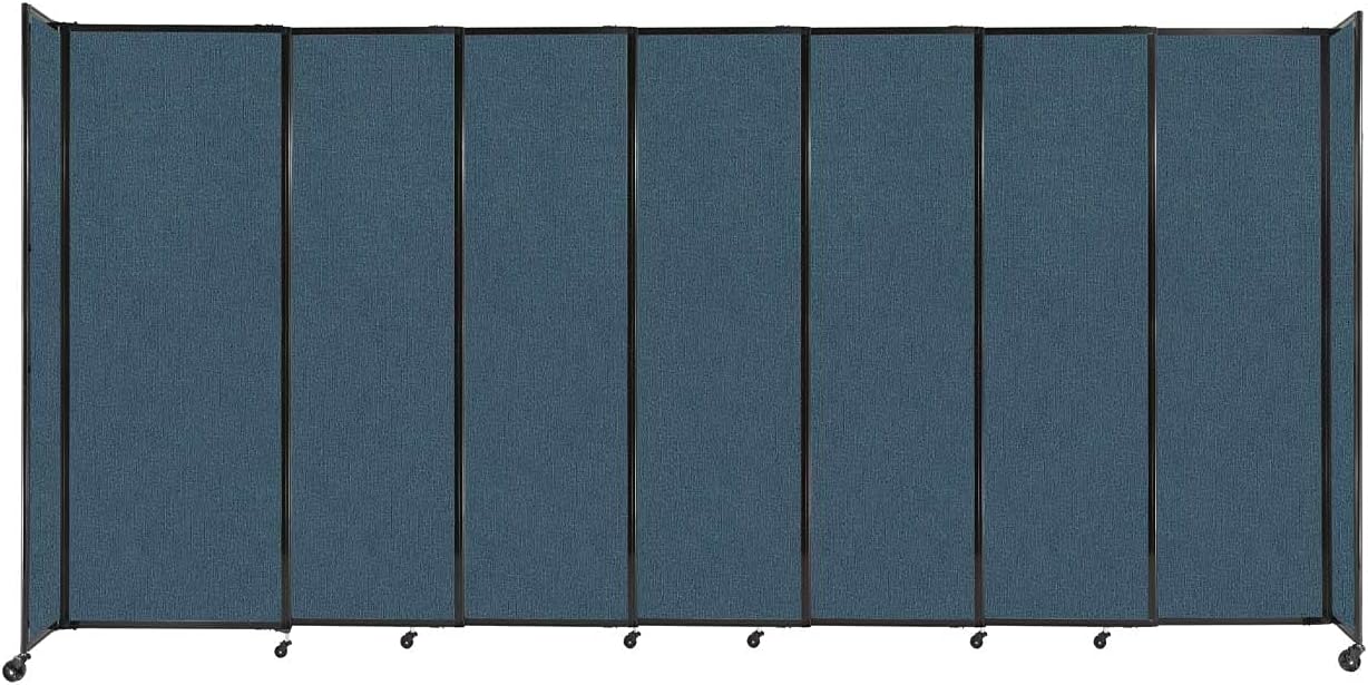 Versare Straightwall Sliding Portable Wall Partition | Freestanding Office Dividers | Locking Wheels | Temporary Room Separator | 15'6" Wide x 7'6" Tall Caribbean Fabric Panels