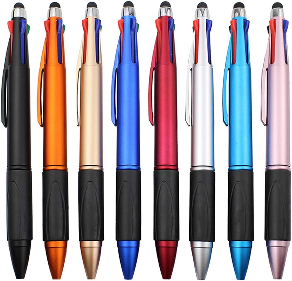 MiSiBao Stylus Pen for Touch Screen 4 Color in One Multi-Colored Ballpoint Pens Black Medium Point for iPad (1.0mm), 8-Pack