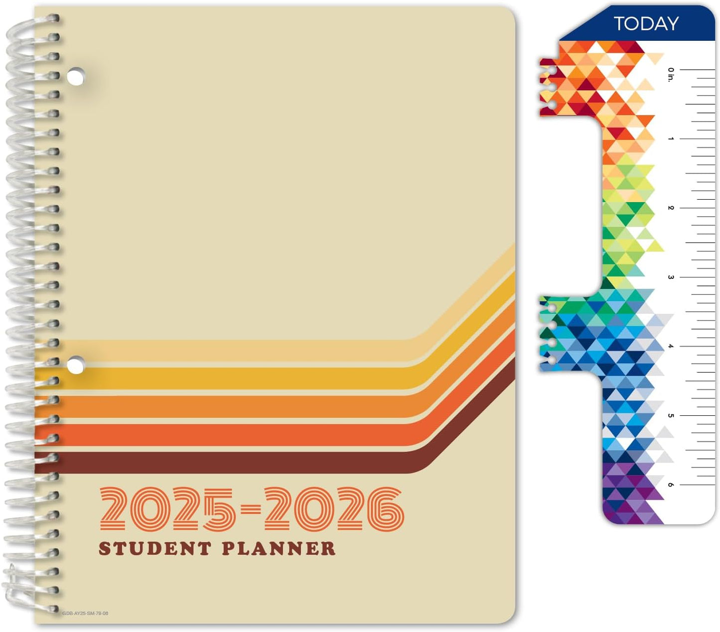 Global Datebooks Dated Middle School or High School Student Planner for Academic Year 2025-2026 Includes Ruler/Bookmark and Planning Stickers (Matrix Style - 7"x9" - Retro)