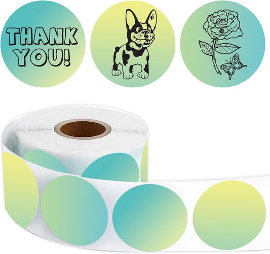 3 inch Round Thermal Labels, Thermal Printer Labels use for Barcode, Shipping, Customized, Circle Direct Thermal Stickers 500 Labels for Printer, Gradient Green