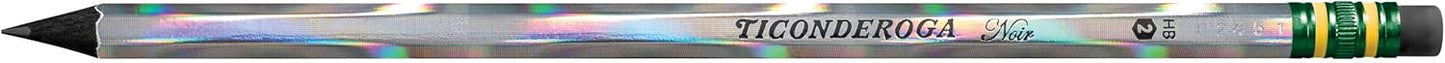 Ticonderoga Noir Wood-Cased Pencils, Pre-Sharpened, #2 HB, Holographic (Pack of 6, 72 Count Total)
