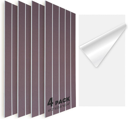 Acoustic 4 Pack Soundproofing UV Print Panels, 47.2” x 23.6” x 0.4” Adhesive Noise Dampening Wall Panels for Home Studio, Office, Gaming Room, and Theater(Dark Brown)