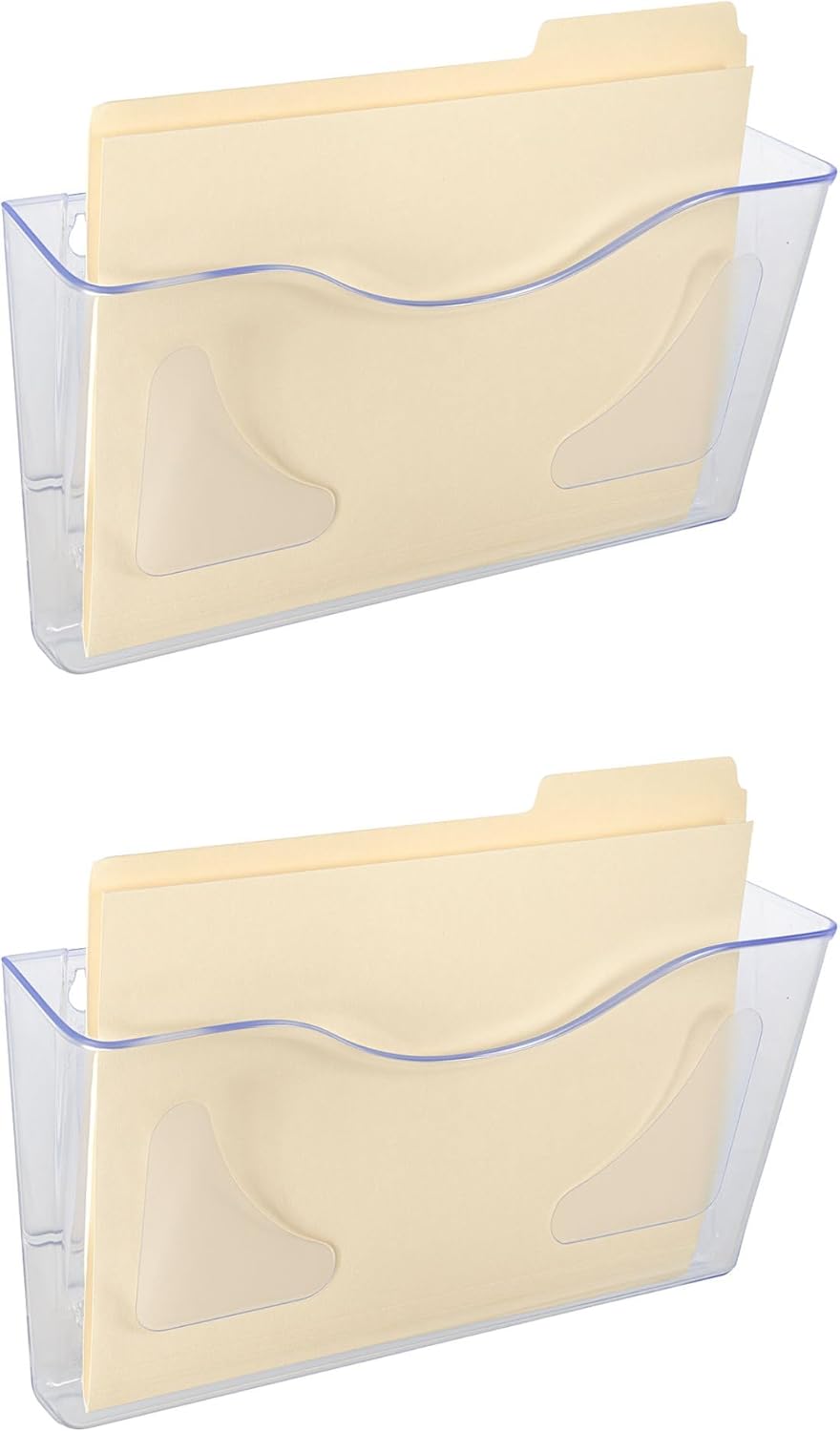 Azar Displays 250080-CLR-2PK Single Pocket Wall Mount File Holder, Clear Acrylic Vertical File Organizer for Office, Home, and School, Clear (2-Pack)