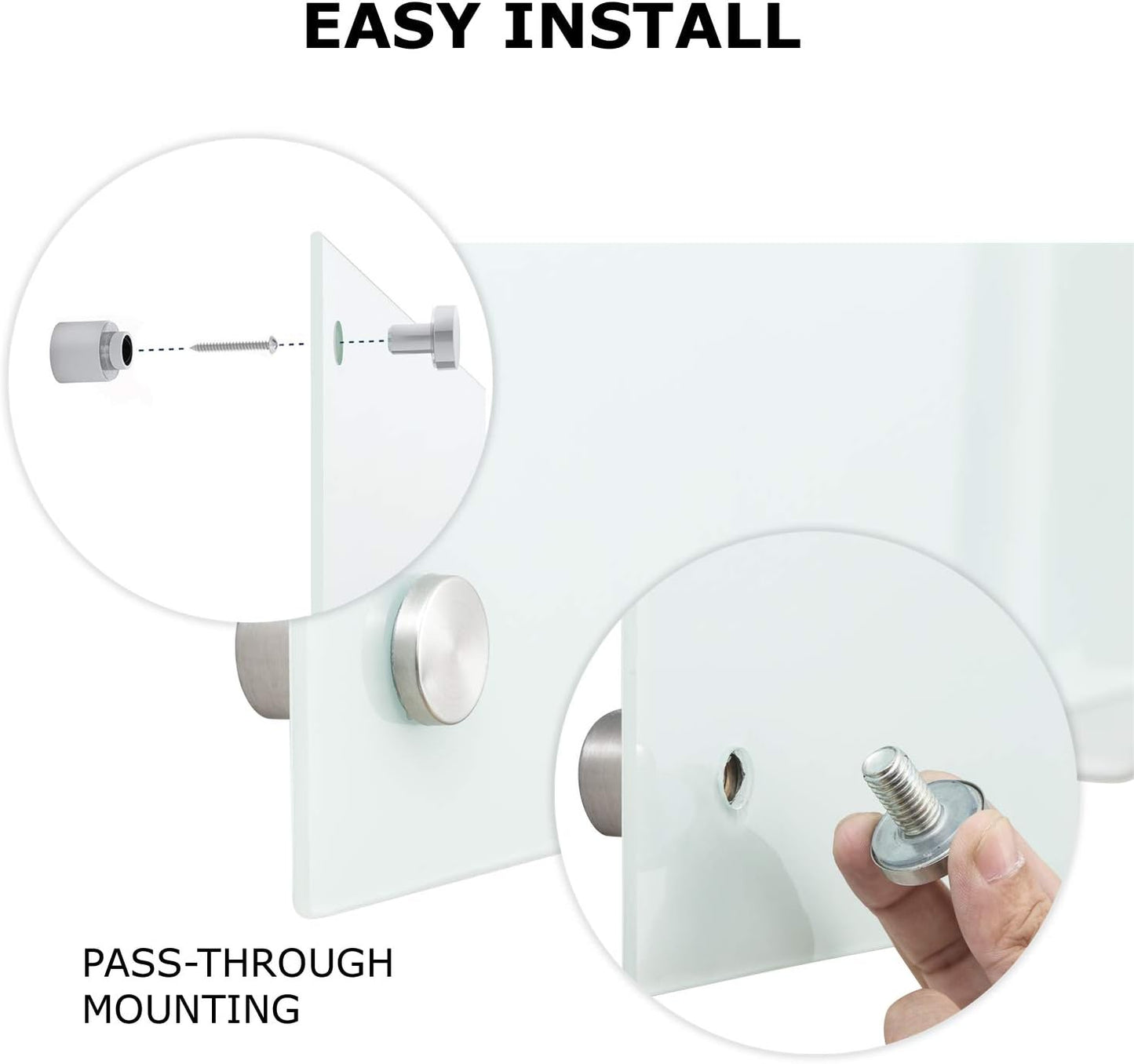 Glass Whiteboard 8'x 4', Magnetic Dry Erase Board, 96" x 48" Large Framless Glass White Board for Wall Office School Home