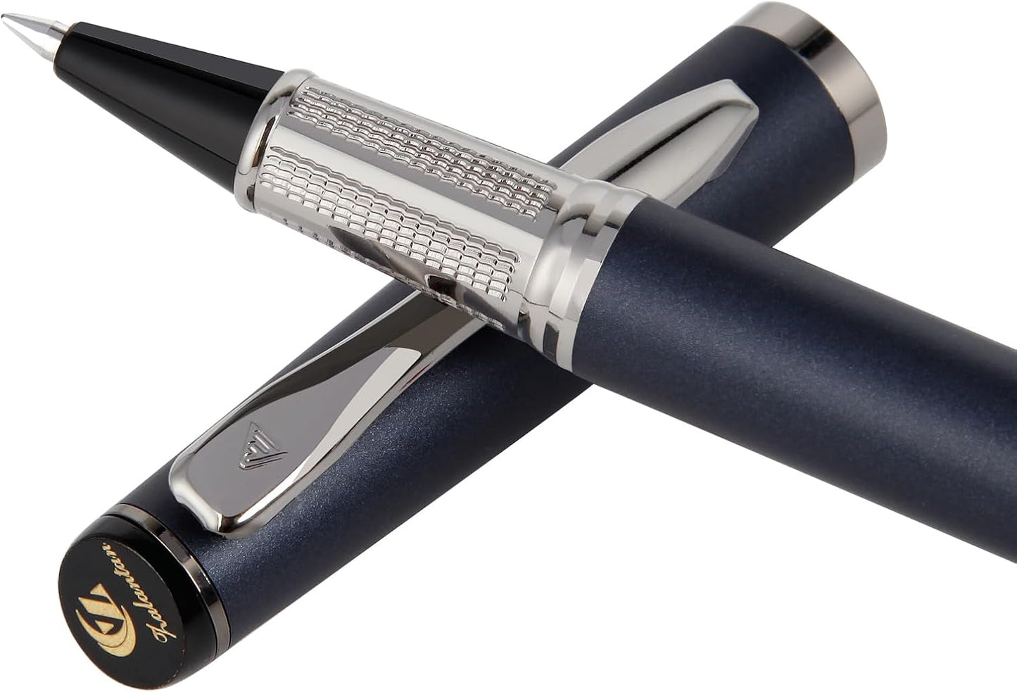 Liquid Ink Rollerball Pen,Luxury pen,Nice pen Metal pen Smooth writing stylish design effortless writing,fancy pens with gift case metal pen for Men & Women with 2 Refills-Blue