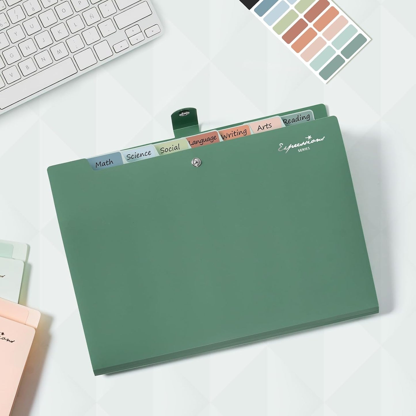 Sooez Elegant Accordion File Organizer with Labels, 8 Pocket Expanding File Folder, Portable Folders for Documents, Cute Paper Organizer for School Office Supplies, Letter Size, Black