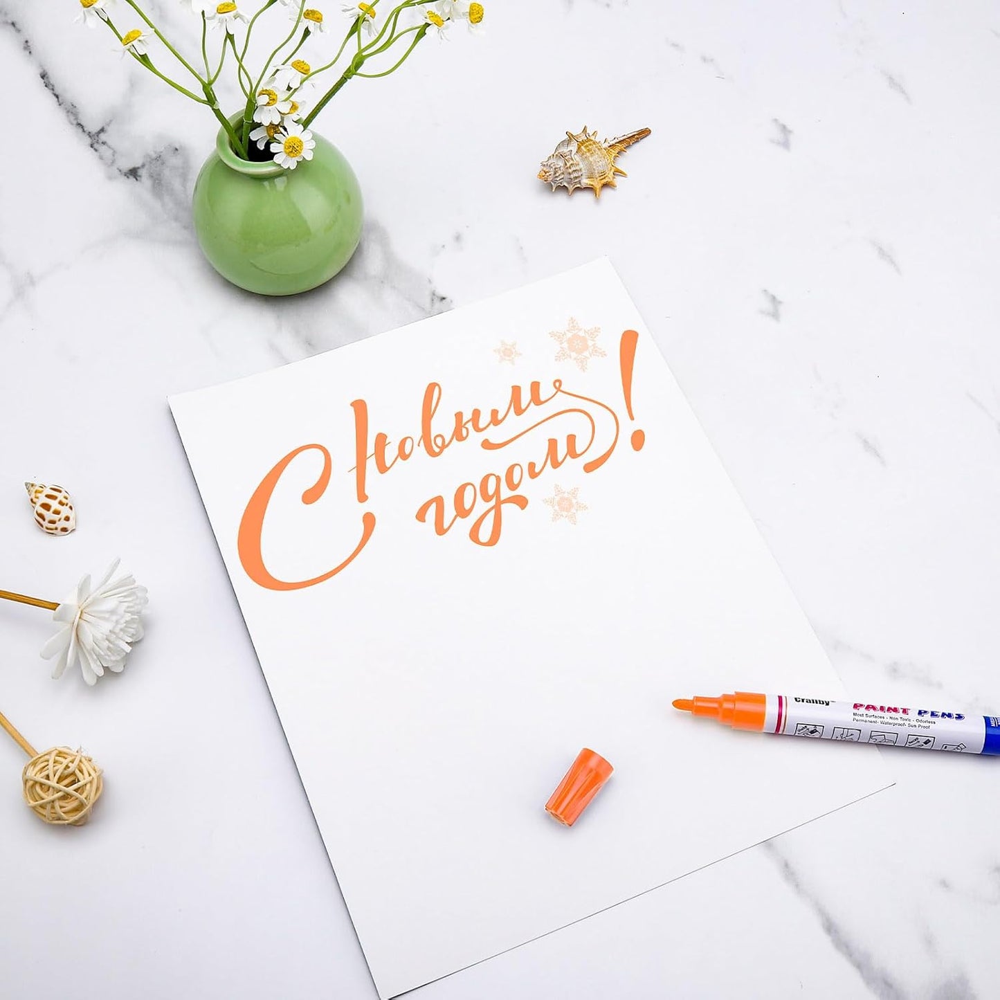 Orange Paint Markers, 12 Pack Oil-Based Waterproof Quick Dry Permanent Paint Pen Set for Rocks Painting, Wood, Fabric, Plastic, Canvas, Glass, Mugs, Metal, Tire, Stone, DIY Craft