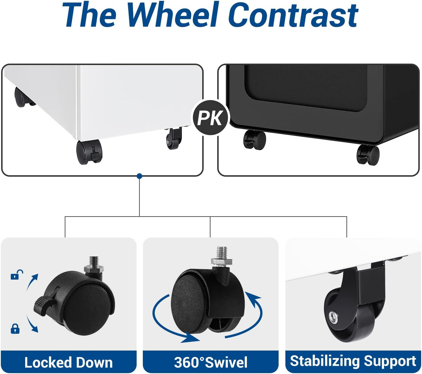 2 Drawer Vertical File Cabinet - Mobile Filling Cabinet with Lock for Legal/Letter Files - Office Storage File Cabinet with Wheels Under Desk - Assembly Required
