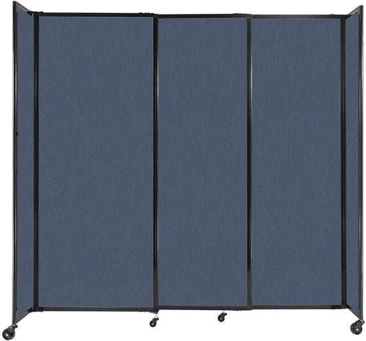 Versare Straightwall Sliding Portable Wall Partition | Freestanding Office Dividers | Locking Wheels | Temporary Room Separator | 7'2'' Wide x 6'10'' Tall Ocean Fabric Panels
