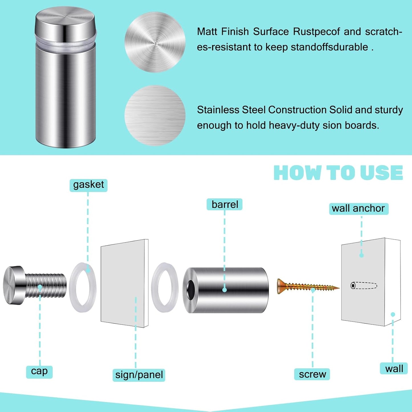 Demissle 8 Sets Clear Acrylic Wall Name Plate Holders Office Door Mount Name Plate Holder with Stainless Steel Standoff Screws for Office Home Store Restaurant (8 x 2 Inch)