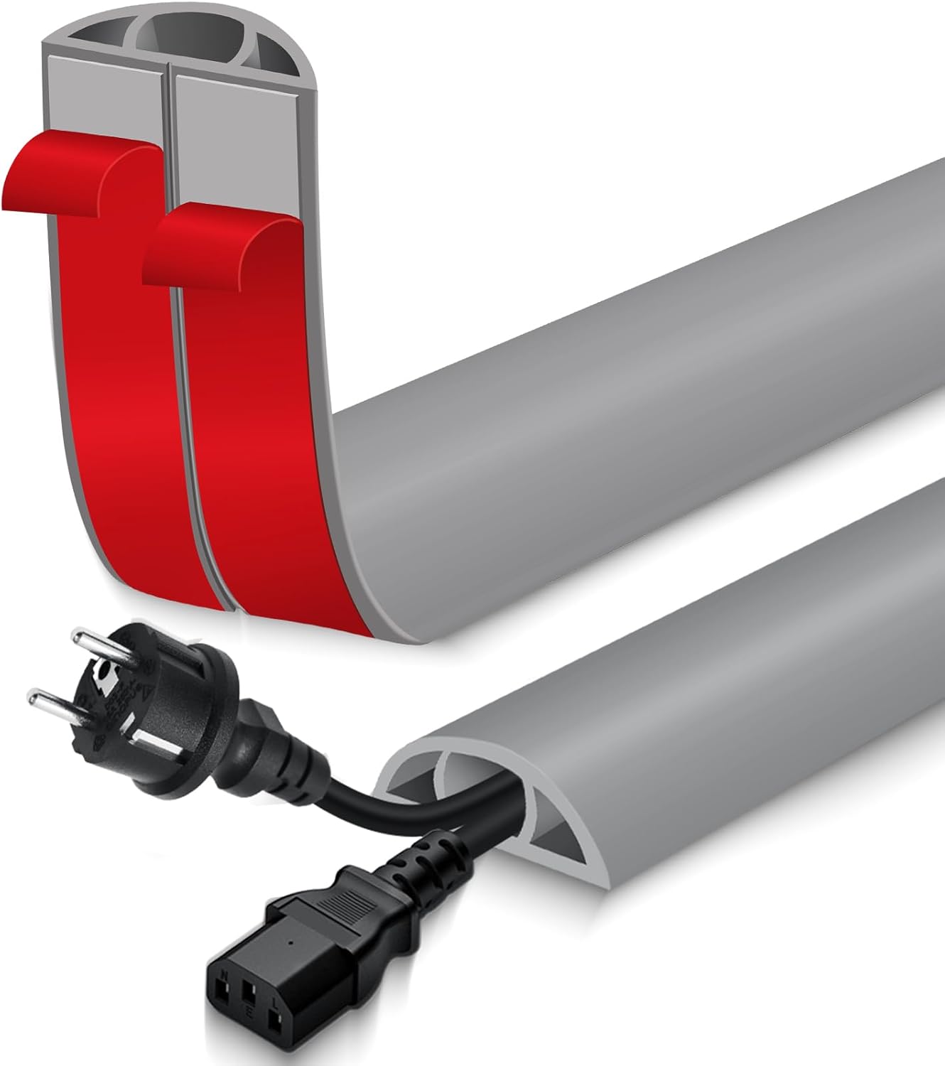 Floor Cord Cover for Wires on Floor Self Adhesive Cord Hider Floor Cable Management Wire Covers for Cords Protector Prevent Cable Trips Cord Cavity W 0.59" x H 0.31", Gray, 10Ft