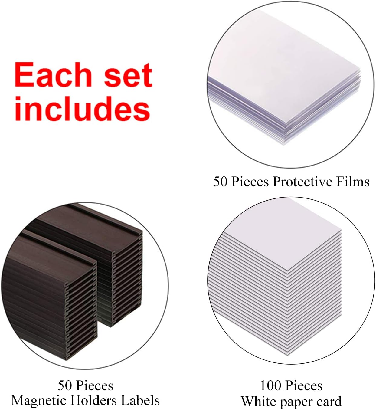 C Channel Magentic Label Holders 1x2 Inch with Paper Inserts and Clear Plastic Protectors,Magnetic Data Card Holders File Cabinet Labels,Pack of 50