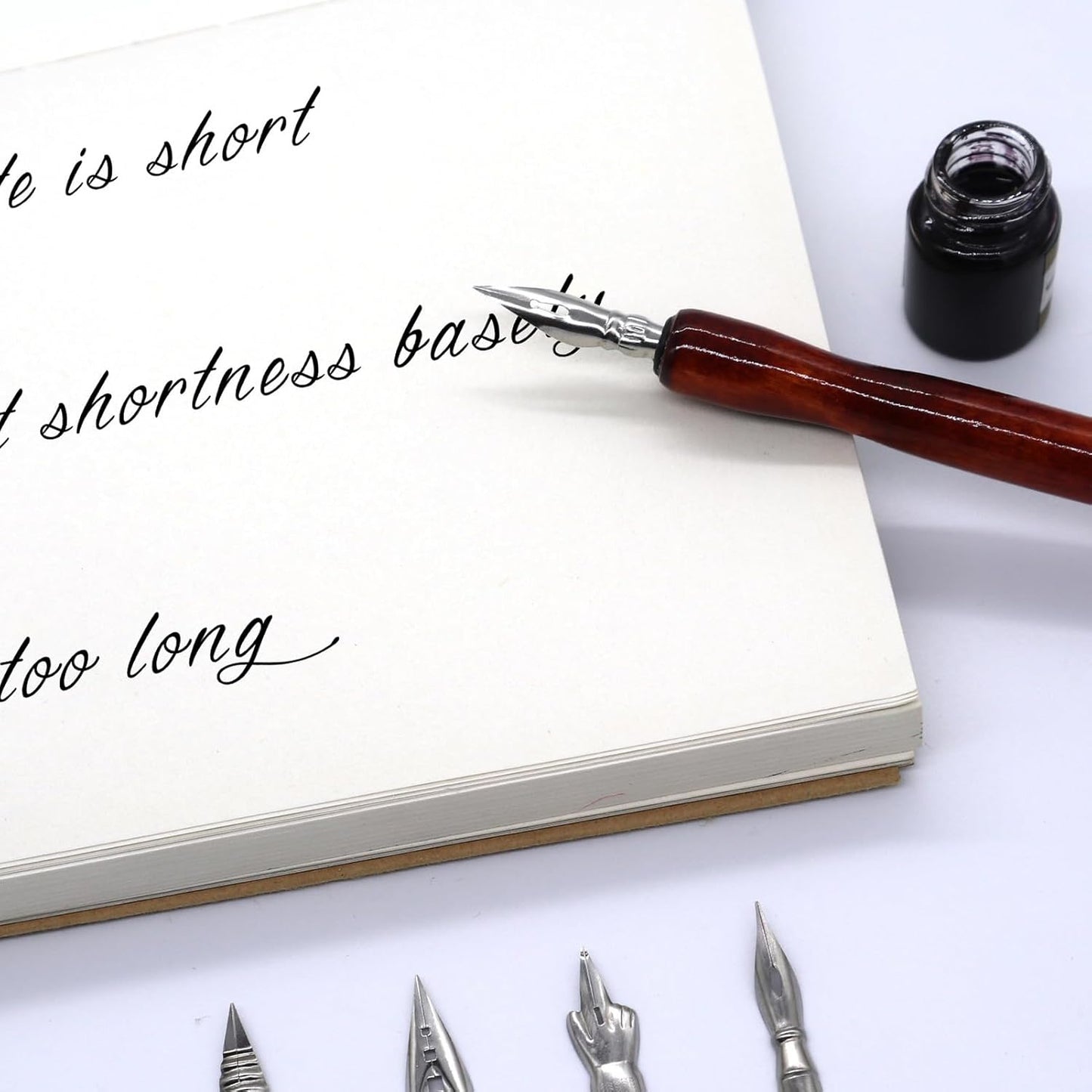 5PCS Dip Pen Nib Holder, 150mm/5.91in Sandalwood Mahogany Color Calligraphy Nibs Holder for Writing and Drawing