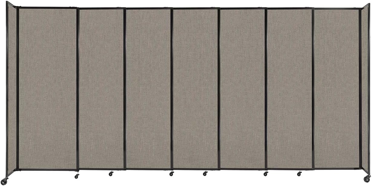 Versare Straightwall Sliding Portable Wall Partition | Freestanding Office Dividers | Locking Wheels | Temporary Room Separator | 15'6" Wide x 7'6" Tall Warm Pebble Fabric Panels
