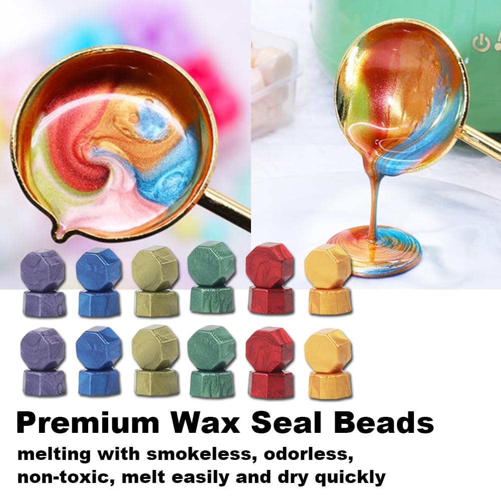 600pcs Metallic Wax Seal Beads,6 Assorted Metallic Color Sealing Wax Beads Ideal for Wax Seal Stamp Wedding Letter Envelope Decor Wine Bottle Wax Sealing (Metallic Series)