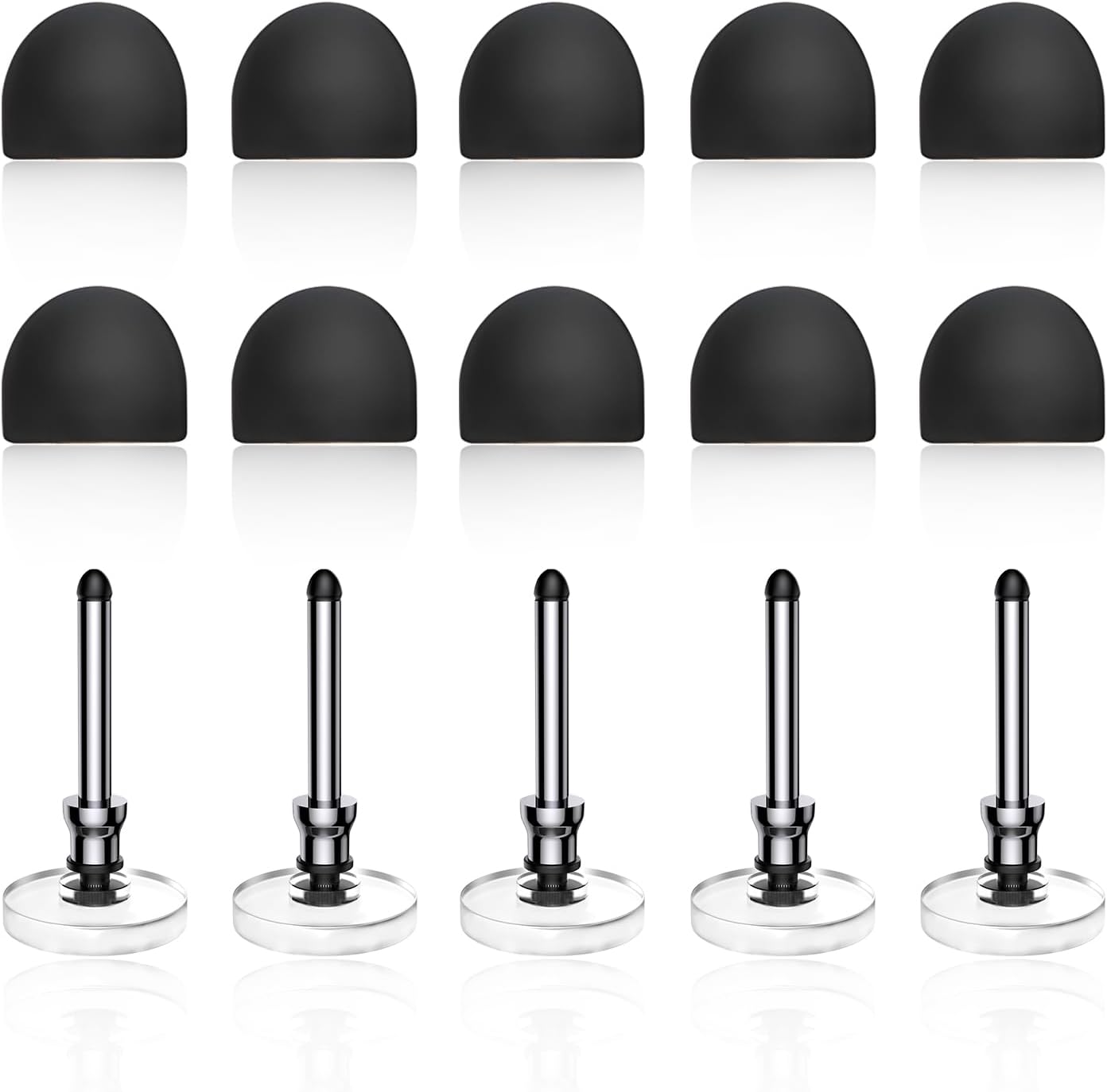 Bopomofo 10 Rubber Tips+5 Transparent Disc Trips,High Precision and High Sensitivity Stylus Replacement Tibs,Black and Silver