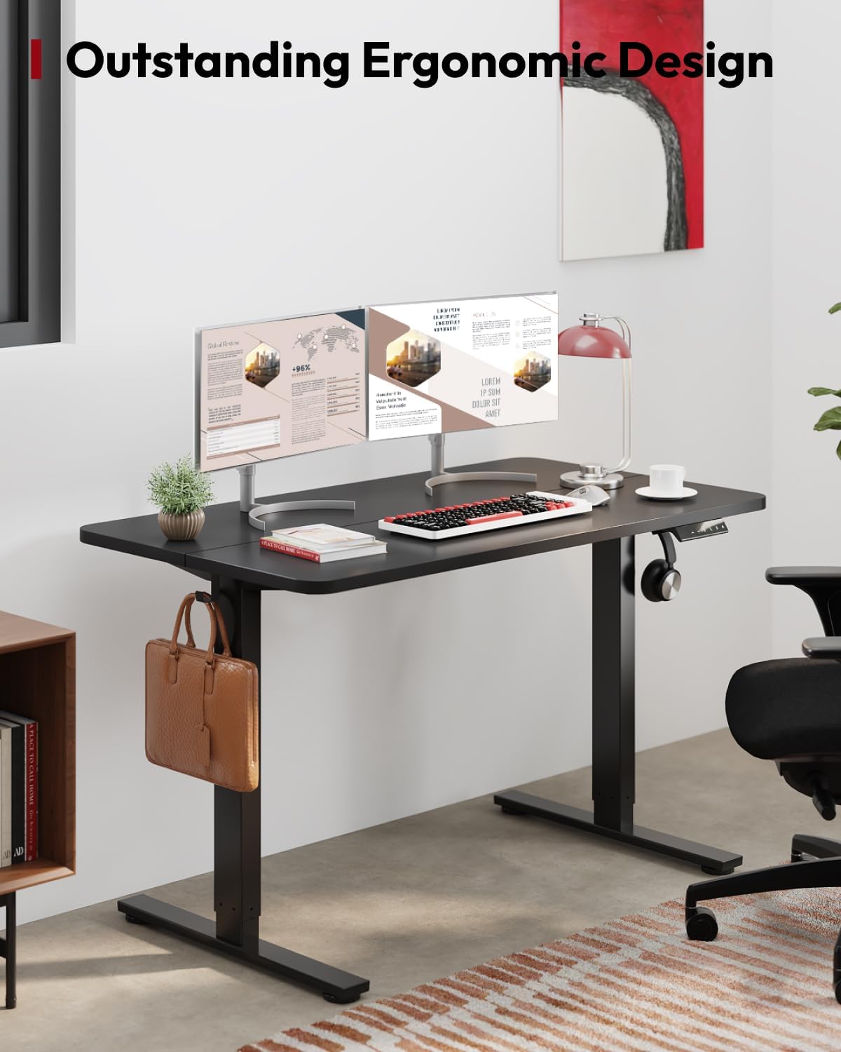 SANODESK Standing Desk Height Adjustable Electric Stand up Desk 40x24 Inches Sit Stand Home Office with Splice Board, Black Frame/Black Top