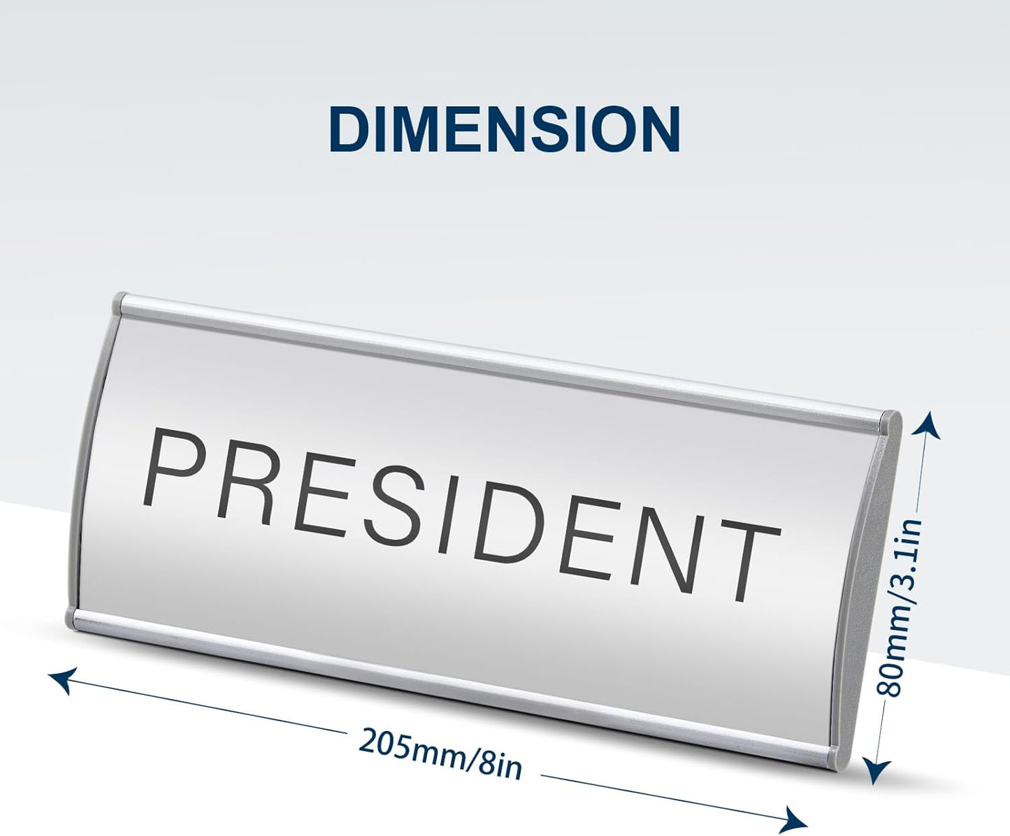 6 Pcs Office Door Signs - 8" x 3" Curved Name Plate Holders for Office, Wall-Mount Door Signs with Plastic Film and Adhesive Tape (Silver)