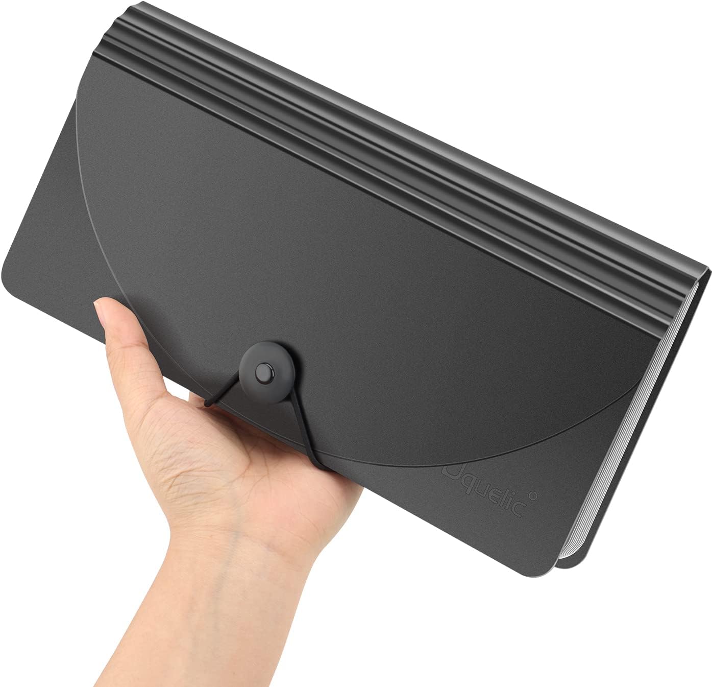 Uquelic Stand Receipt File Folder Check Organizer- Piano Key 13 Pockets Expanding Accordion Coupons Storage with Label, in Case I Go Missing Binder