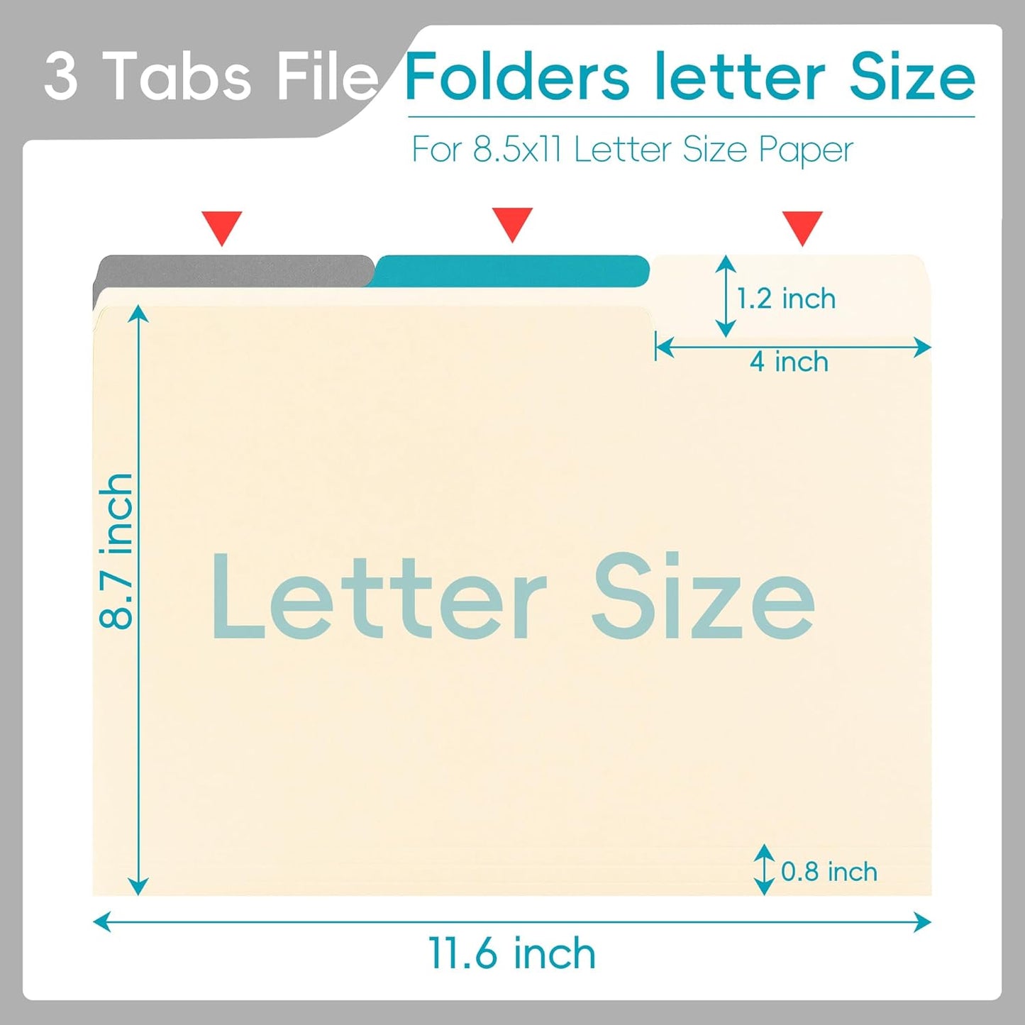 Manila File Folder,Manila Folder 8.5x11,Manilla Folders Letter Size,100 Per Box,1/3 Cut Tabs Folder for School,Office,and Home Organization