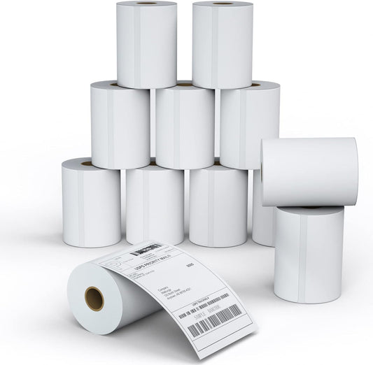 MFLABEL 12 Rolls 4x6 Direct Thermal Blank Shipping Labels for Thermal Printer Shipping Labels with Perforated