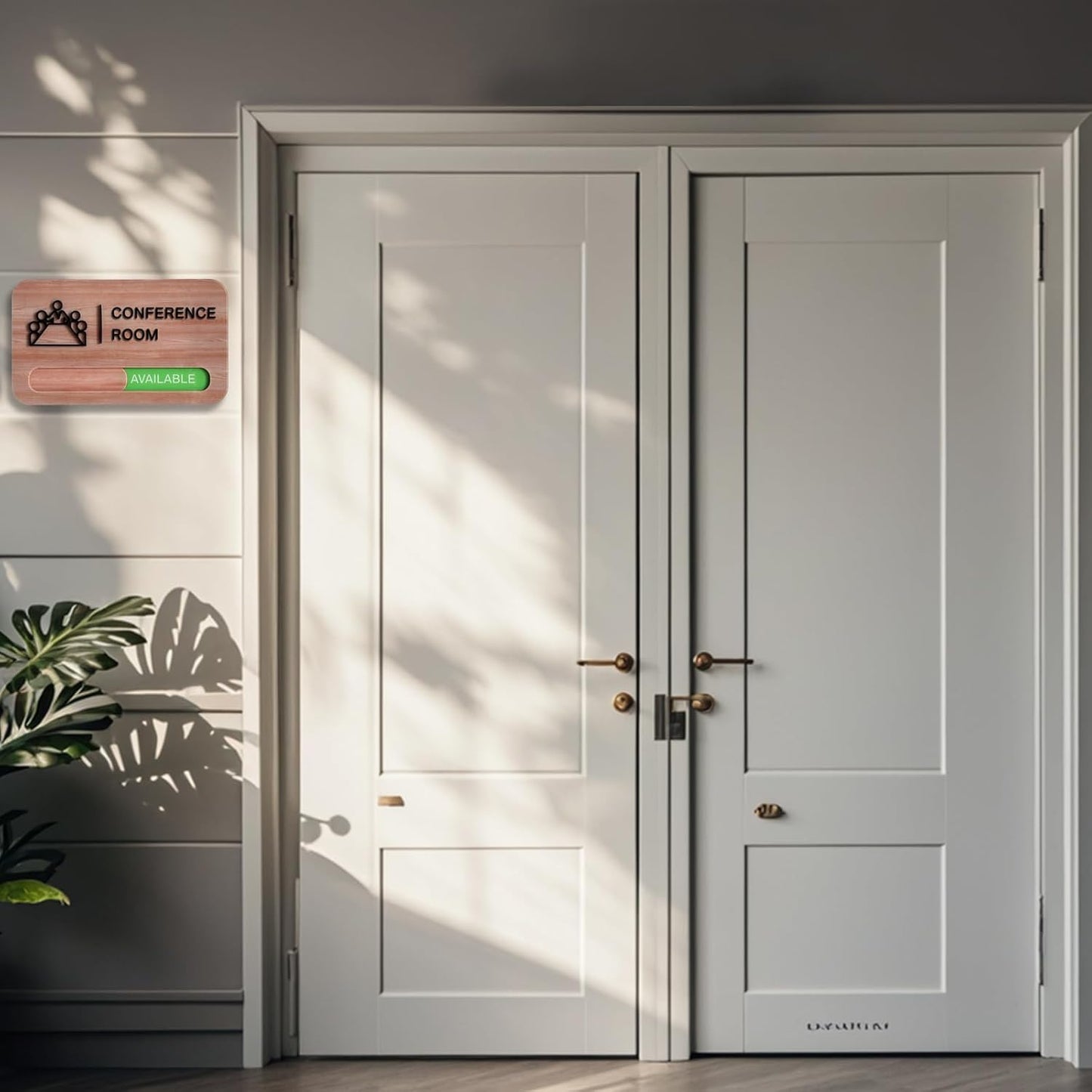 Conference Room Door Signs,Meeting In Progress Sign,Sturdy Acrylic,8.8 * 5.1 inch,Signs for Office, In use/Available Office Door Sign