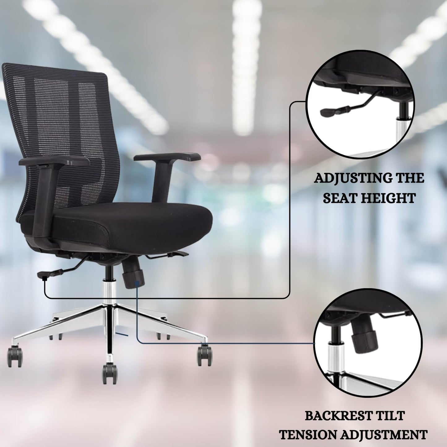 Ergonomic Conference Room Chair Mesh Back with Seat Slide - Adjustable Lumbar Support Computer Desk Chair with Height Adjustable Arms - 5-Star Polished Aluminum Base (Pack of 10)