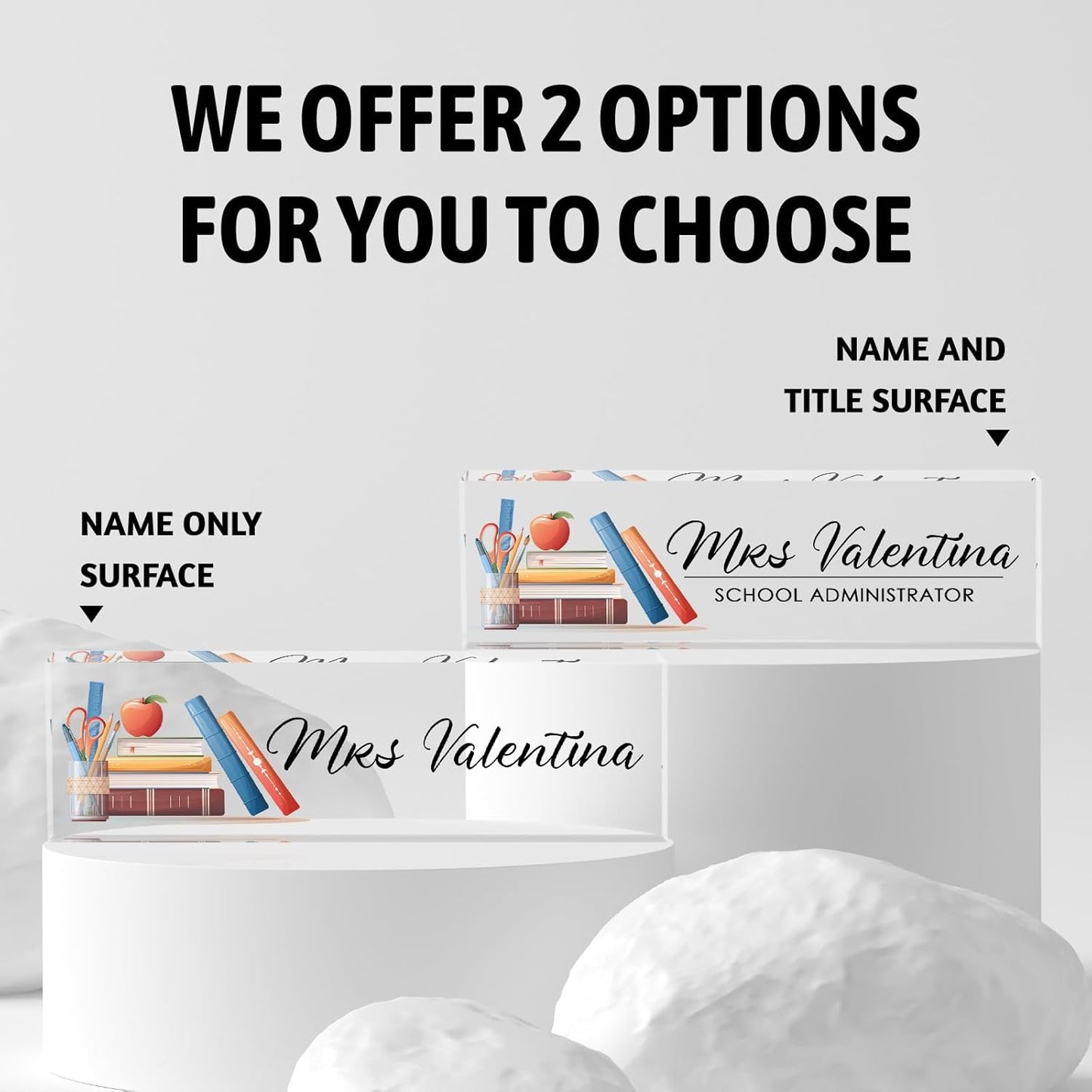 Custom Teacher Name Plate for Desk | Personalized Desk Acrylic Name Plate Office Accessories | Personalized Teacher Appreciation Gifts (C-For Teacher 1)