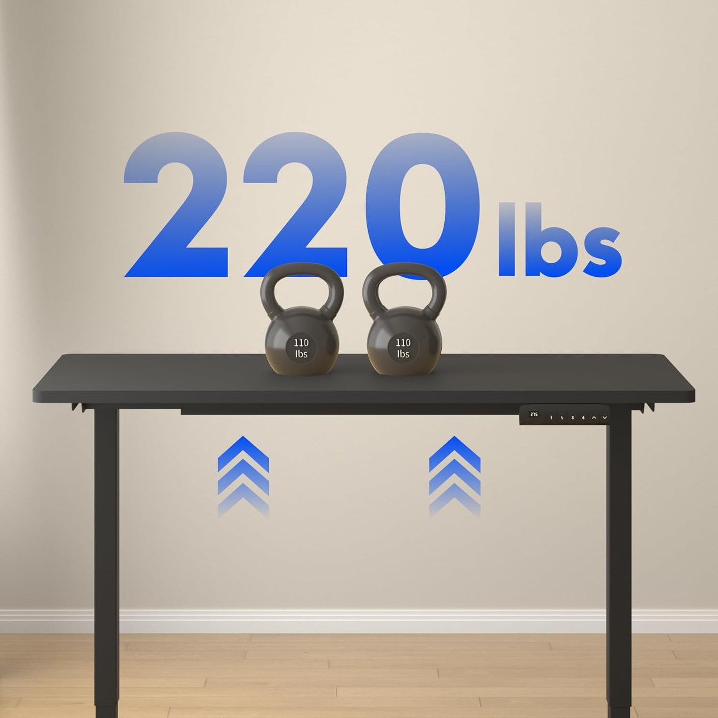 FLEXISPOT E3 Dual Motor Electric Standing Desk 48x24 Inch Whole-Piece Board Height Adjustable Electric Sit Stand (Black Frame + Black Desktop, 2 Packages)