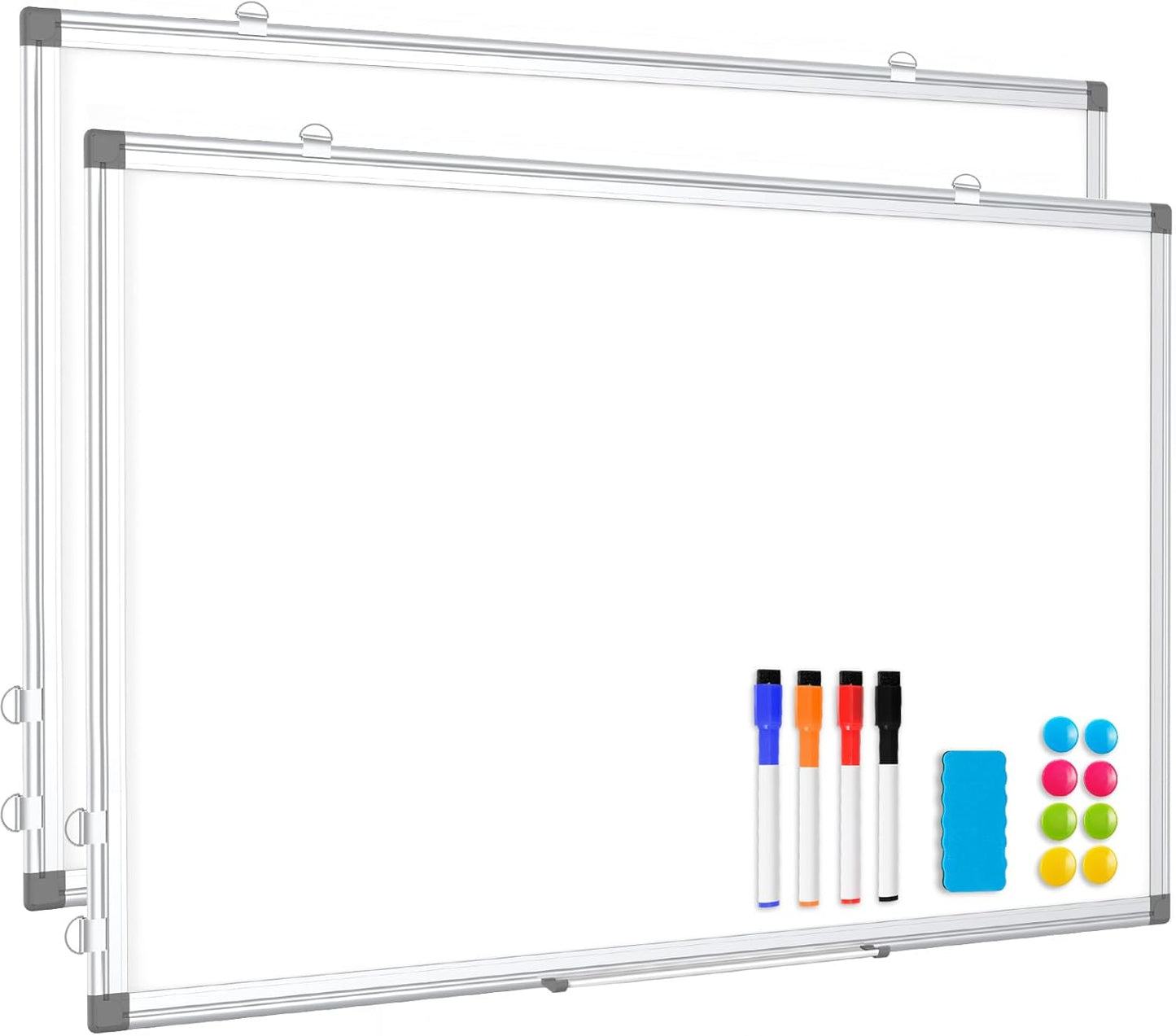 WALGLASS 2 Pack Large White Board, 72" x 40" Double-Sided Dry Erase Board Whiteboard for Wall, Hanging Mounted Whiteboard Silver Aluminium Frame for Home, School, Office