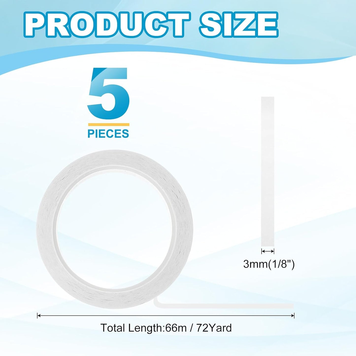 MECCANIXITY Whiteboard Tape 1/8" x 72 Yard Pinstripe Graphic Chart Line Grid Marking Tapes for Classroom Office Dry Erase Board Art, White, Pack of 5