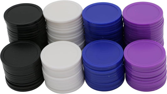 35MM/1.37-inch Box of 120 Counting Coins for Poker Chips and Game Coins (Black+White+Blue+Purple, 35MM/1.37-inch)