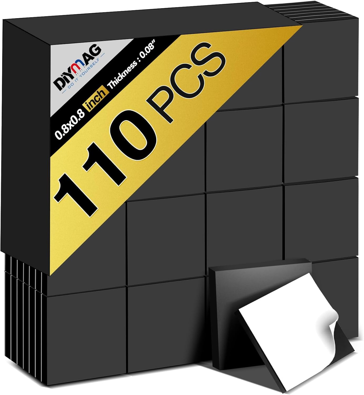 DIYMAG Adhesive Magnetic Sheets - |Each 20x20x2mm| (110 PCS) Align Image with The Magnetics Sheet,Then,Tear Off The Protective Film to Stick The Images on Surface of Binder