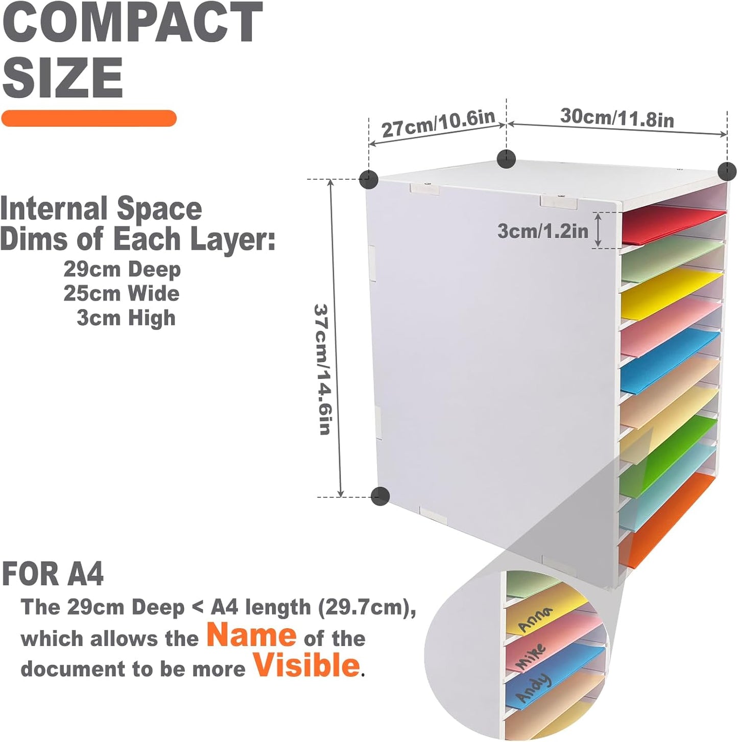 10-Tier File Sorter Organizer for Desk, Desktop Organizer with Adjustable Lettry Tray, Paper Sorter for Office School Home (White)