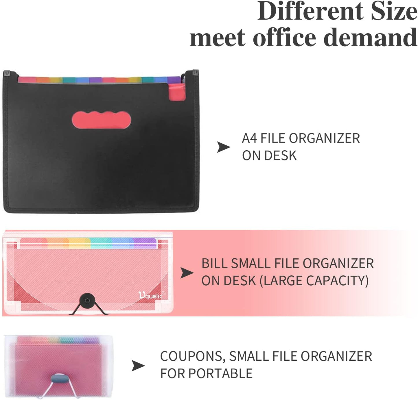 Uquelic Stand Receipt Organizer Folder - 13 Pockets Expanding Accordion Coupon Organizer, Envelope Organizer, Rainbow Large Capacity Sticker Organizer, Small Envelope Organizer with Label, 10 x 5 inch