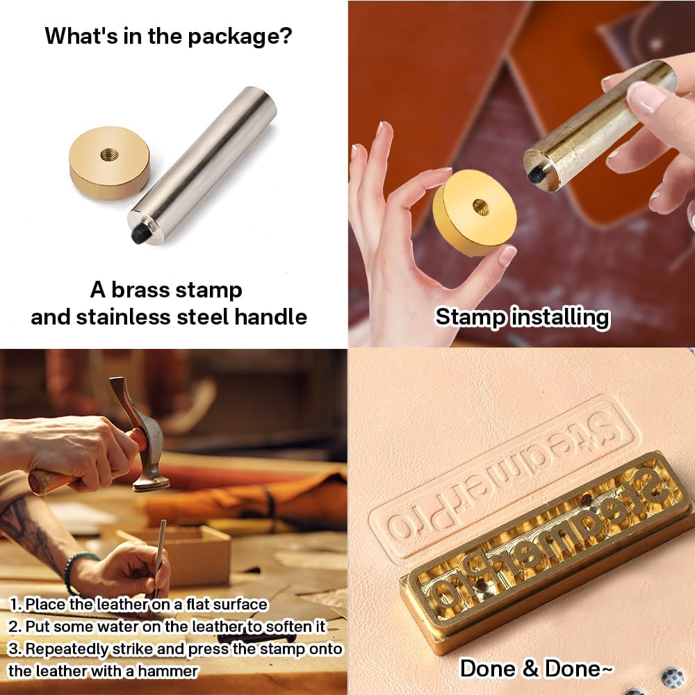 HDSD Custom Leather Stamp, Personalized Embossing with Your Text/Logo, Great Gift for Leather Craftsman