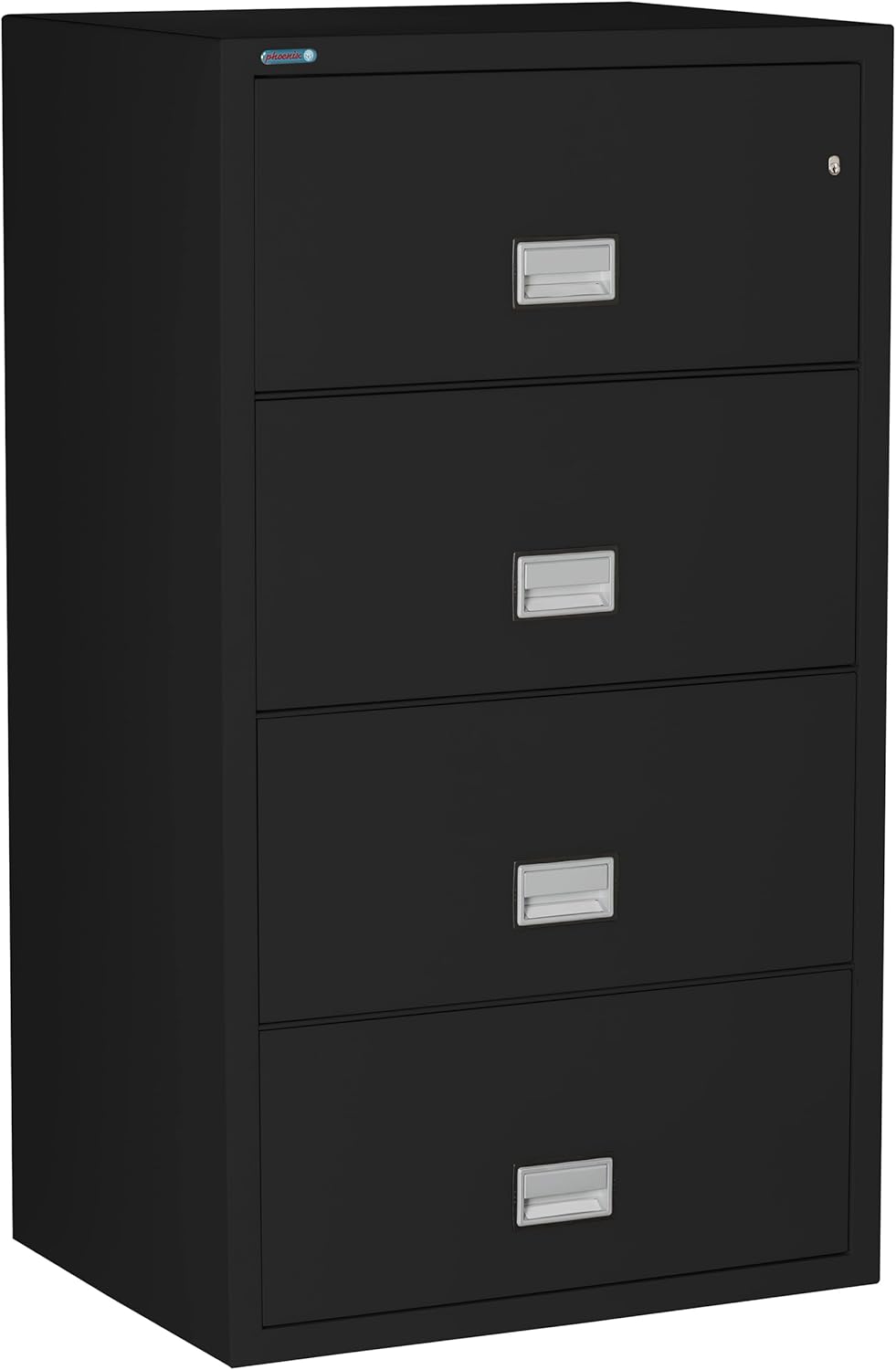 31 inch Wide 4-Drawer Lateral Fireproof File Cabinet – Legal and Letter Size Filing – Key Lock – Water Resistant – Fire Safe and Impact Rated – Black Finish – Model LAT4W31B