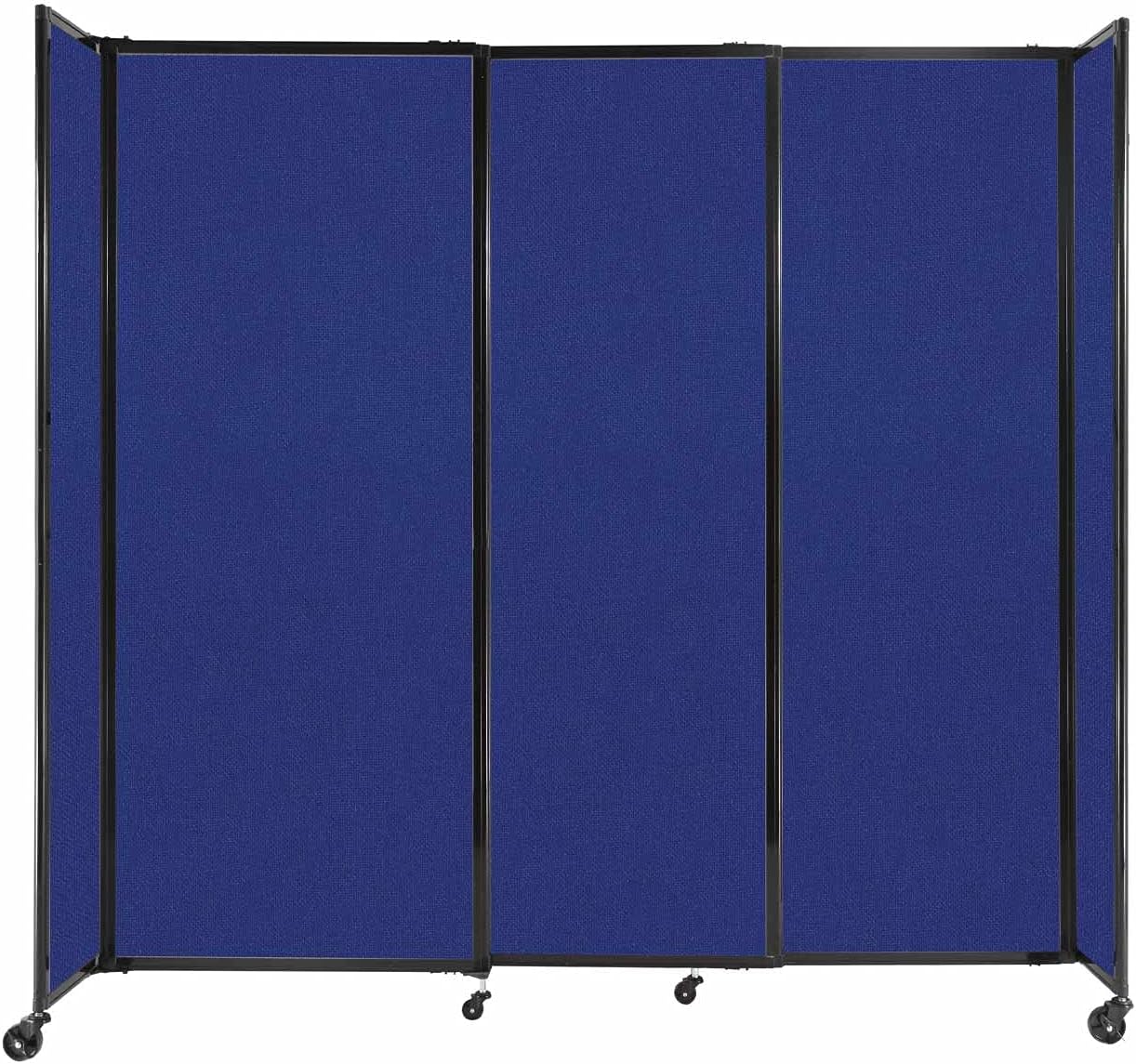 Versare Straightwall Sliding Portable Wall Partition | Freestanding Office Dividers | Locking Wheels | Temporary Room Separator | 7'2'' Wide x 6'10'' Tall Royal Blue Fabric Panels