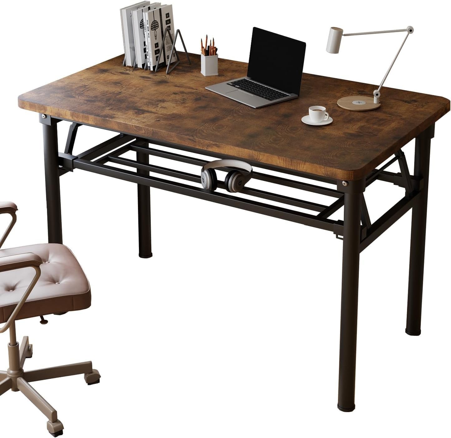 Small Folding Desk No Assembly,39.4 Inch Folding Computer Desk Small Foldable Table for Home Office.