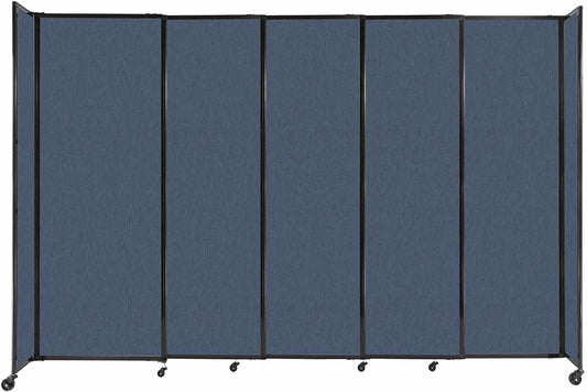 Versare Straightwall Sliding Portable Wall Partition | Freestanding Office Dividers | Locking Wheels | Temporary Room Separator | 11'3'' Wide x 7'6'' Tall Ocean Fabric Panels