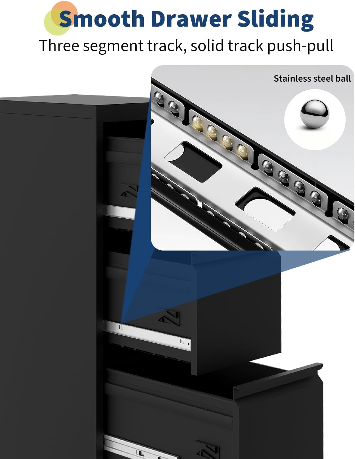 GarveeHome 3-Drawer Metal File Cabinet with Lock, Heavy Duty Filing Cabinet for Letter/Legal/A4/F4 Documents – Vertical Storage Organizer for Home Office, Black