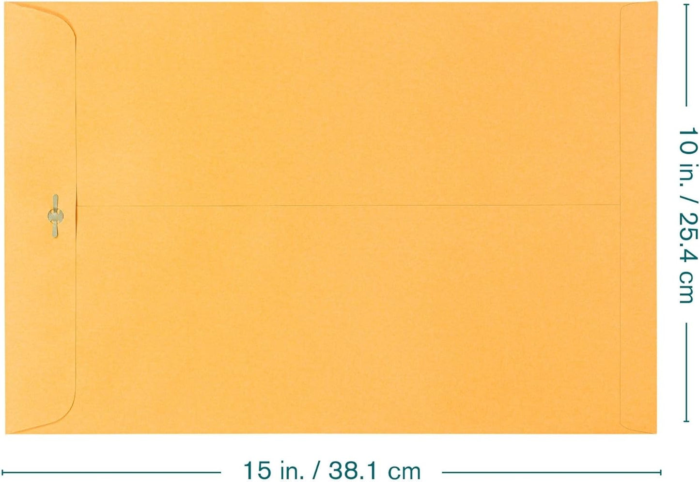 EnDoc 10 x 15 Clasp Envelopes - 100 Pack Brown Kraft Catalog Mailing Gummed Seal Envelope - 28lb Heavyweight 10x15 Inches Manila Envelopes for Home, Office, Business, Legal or School