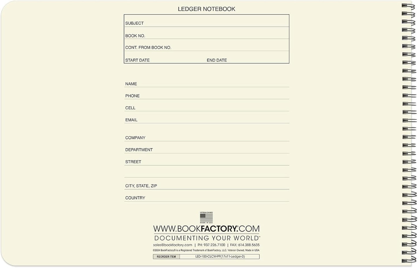 BookFactory Accounting Ledger Notebook/Large 3 Column Accounting Ledger Columnar (Three Columns) Log Book - 17'' x 11'', 100 Pages, Wire-O Landscape Format (LED-100-CLCW-PP(17x11-Ledger-3)-AX)