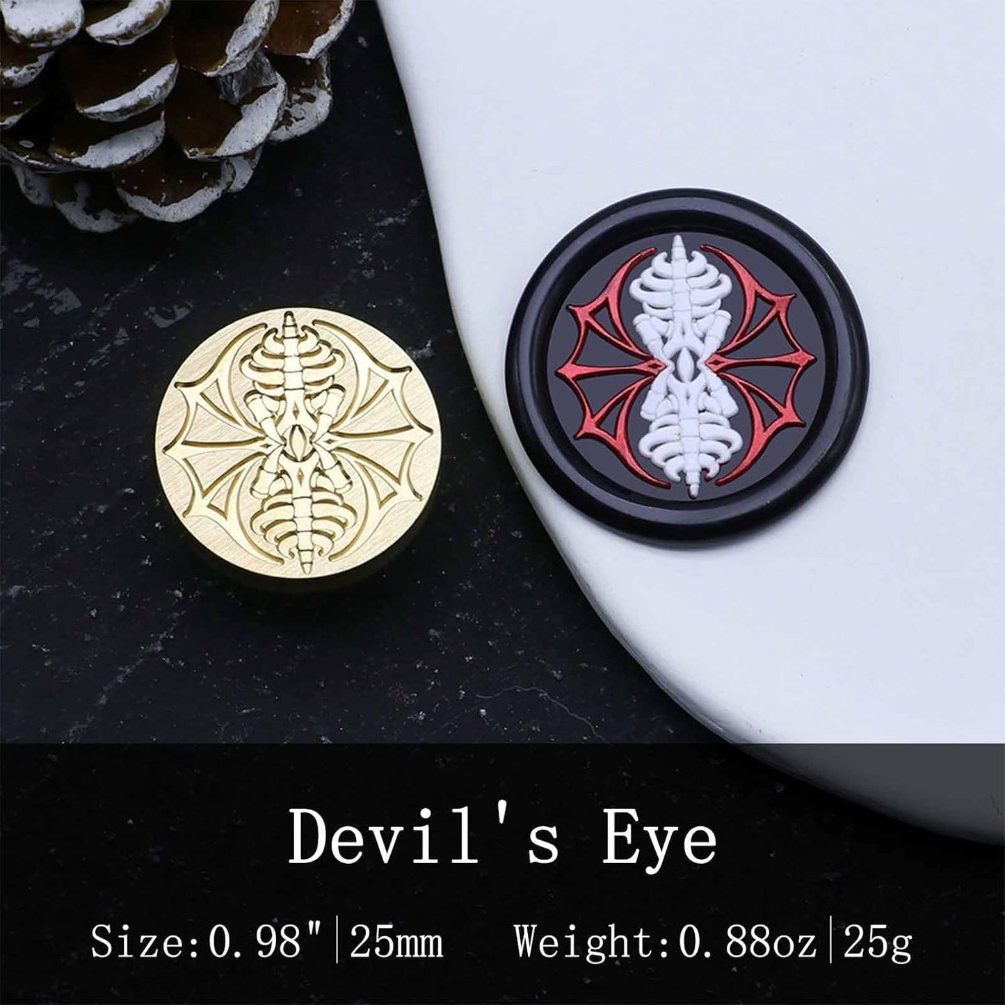 Evil Eye Wax Seal Stamp - Devil's Eye Sealed Stamp Made of Skeleton Bones,Halloween Wax Seal with Handle for Envelopes Letters Handicraft DIY and Creative Gifts